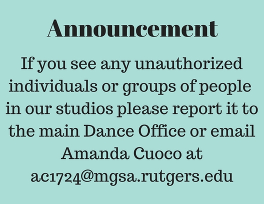 Student announcementIf you see any unauthorized individuals or groups in our studios please report it to%2